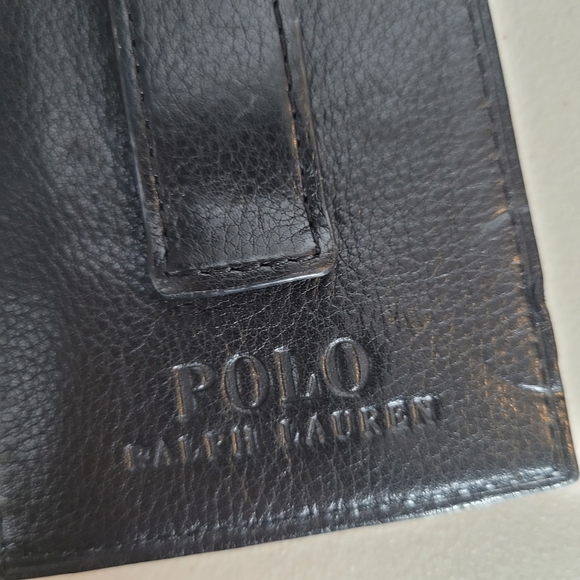 Polo Ralph Lauren Black Pebbled Leather Card Case w/ Money Clip - Picture 3 of 9